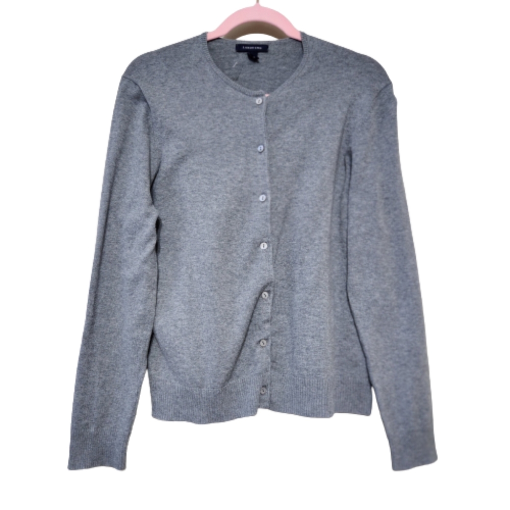 LANDS' END Gray Crew Neck Button Front Cardigan Size Medium #0430